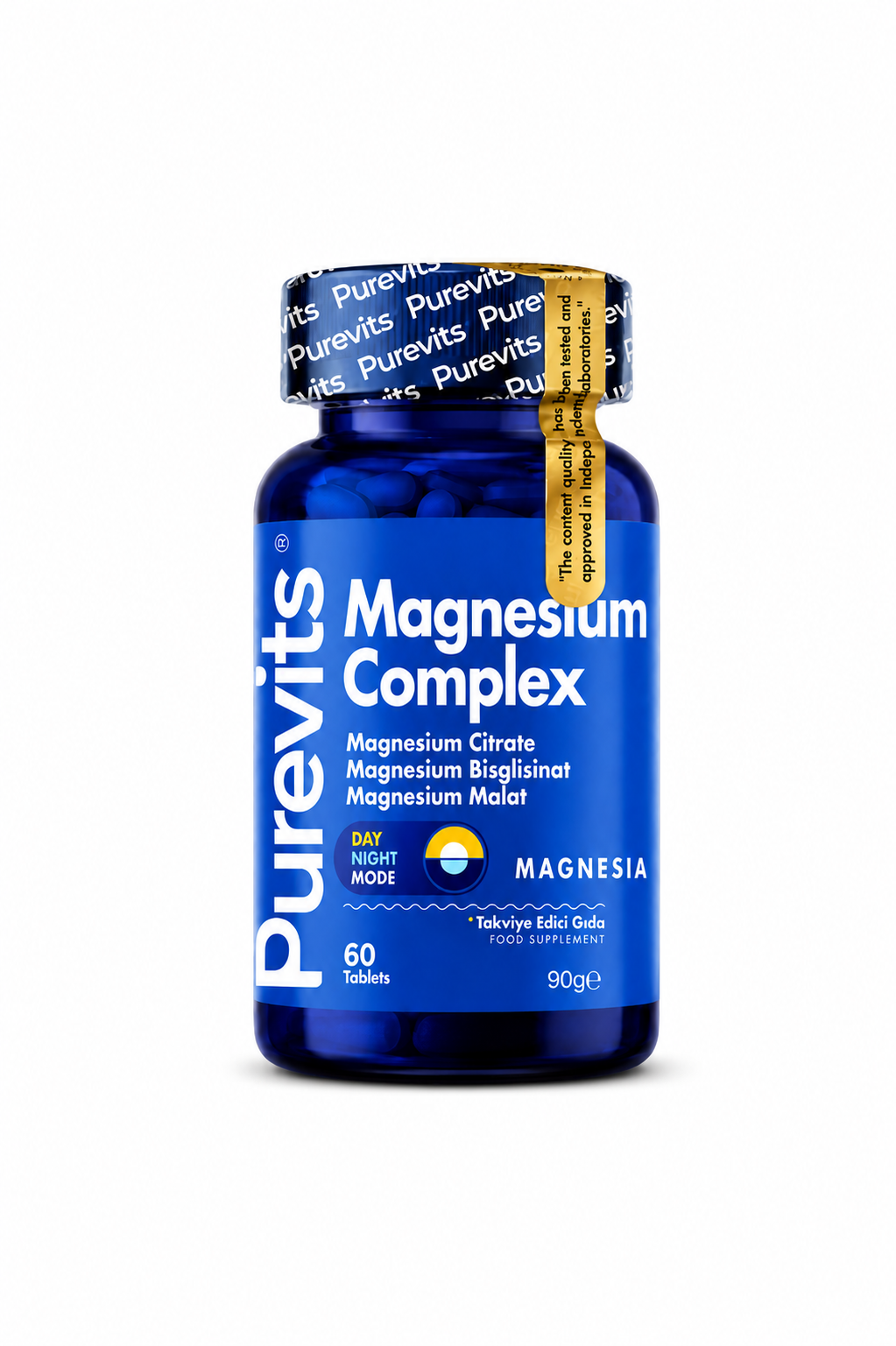 Purevits Magneziu Complex 200mg – Citrat, Bisglicinat & Malat – 60 Tablete