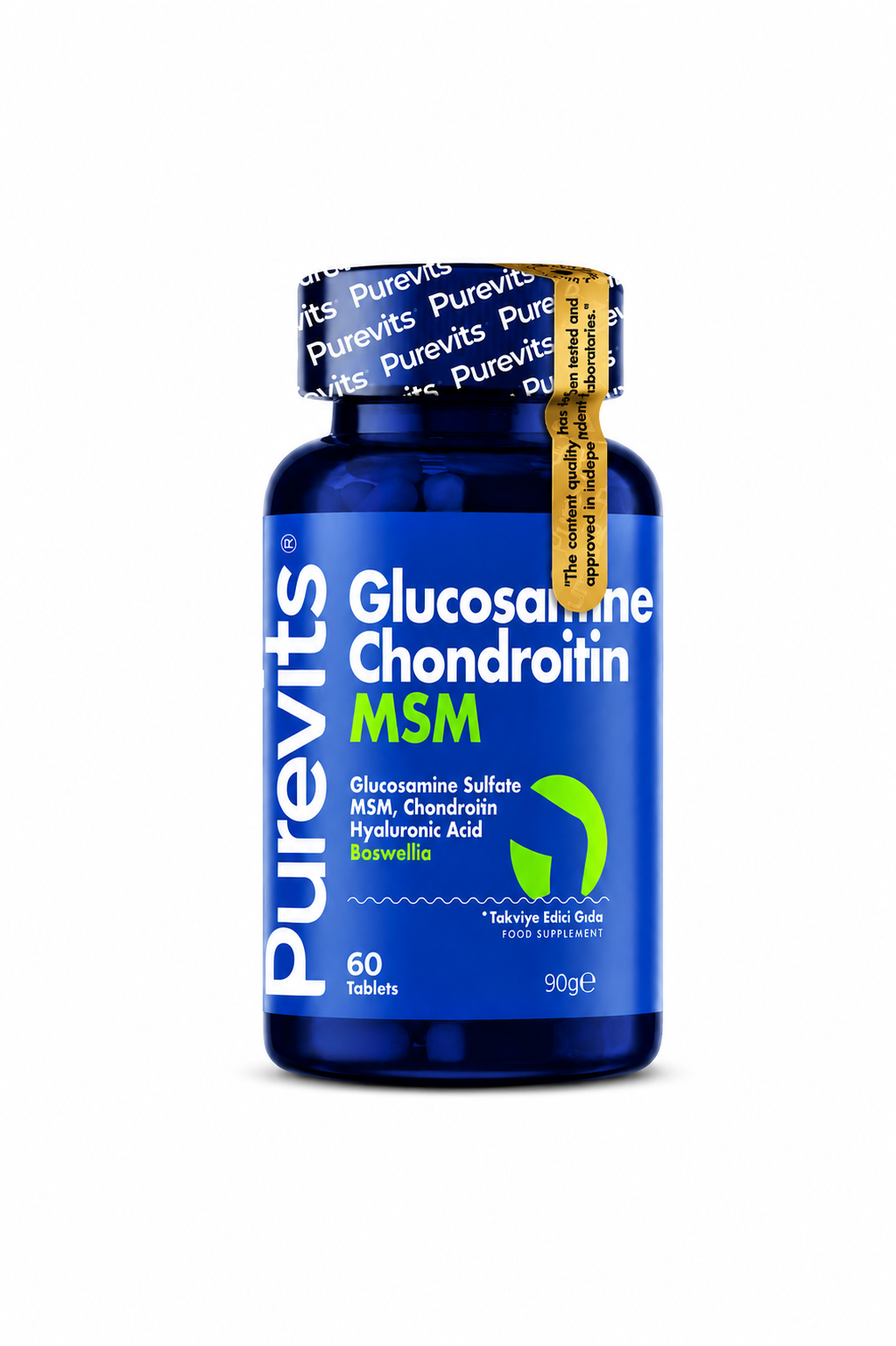 Purevits Glucosamine Complex – Condroitină, MSM, Boswellia & Acid Hialuronic – 60 Tablete